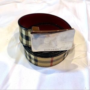 Burberry Plaid Leather Belt 36/90
